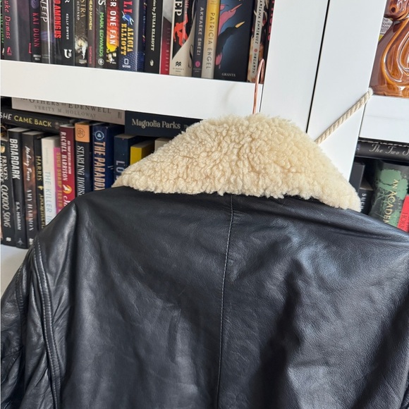 Vintage Scully 80s 90s retro leather black bomber flight jacket coat fur collar - Picture 2 of 8